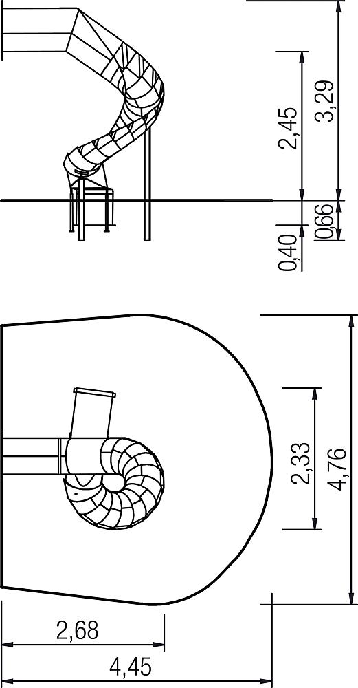 Muldenanbaurutsche 270 Grad PH 245 cm, rechts gewendelt, V2A Ansicht 6