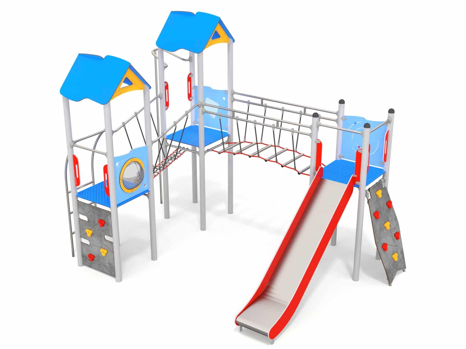 Dreistöckiges Set mit Brücke für den Spielplatz Ansicht 2