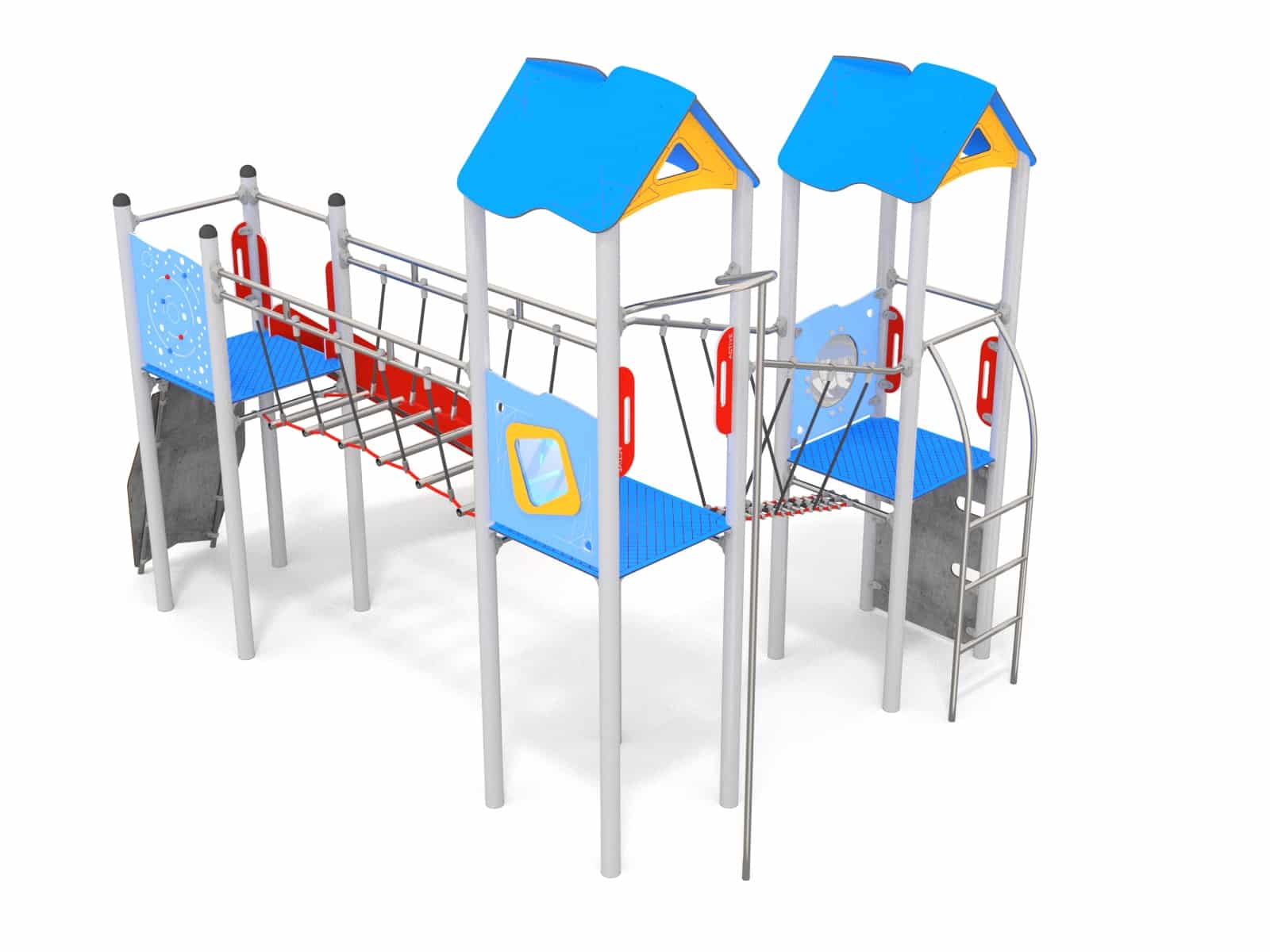 Dreistöckiges Set mit Brücke für den Spielplatz Ansicht 3