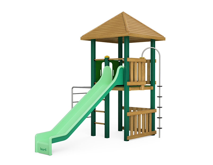 Spielturm-Kombination Holz/Aluminium, Bürli