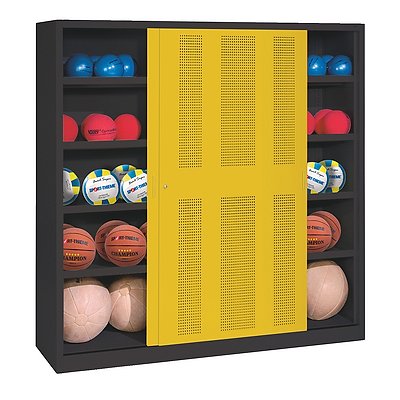 C+P Ballschrank mit Lochblech-Schiebetüren (Typ 4), HxBxT: 195x160x60 cm
