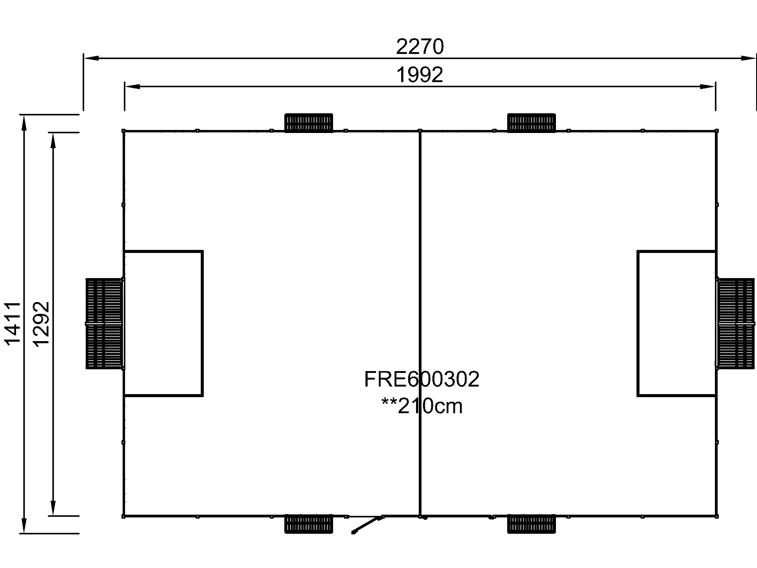 MUGA, 14 x 23 m, Seitenhöhe 1 m, Platten-Design FRE600302 Ansicht 6