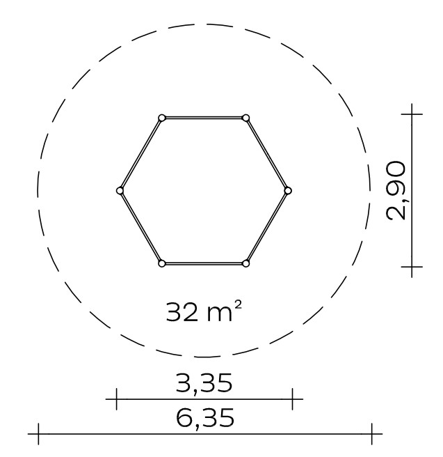 Sechseckreck (0,95/1,20/1,50 m) Ansicht 3