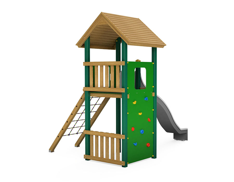 Spielturm-Kombination Holz/Aluminium Ansicht 3