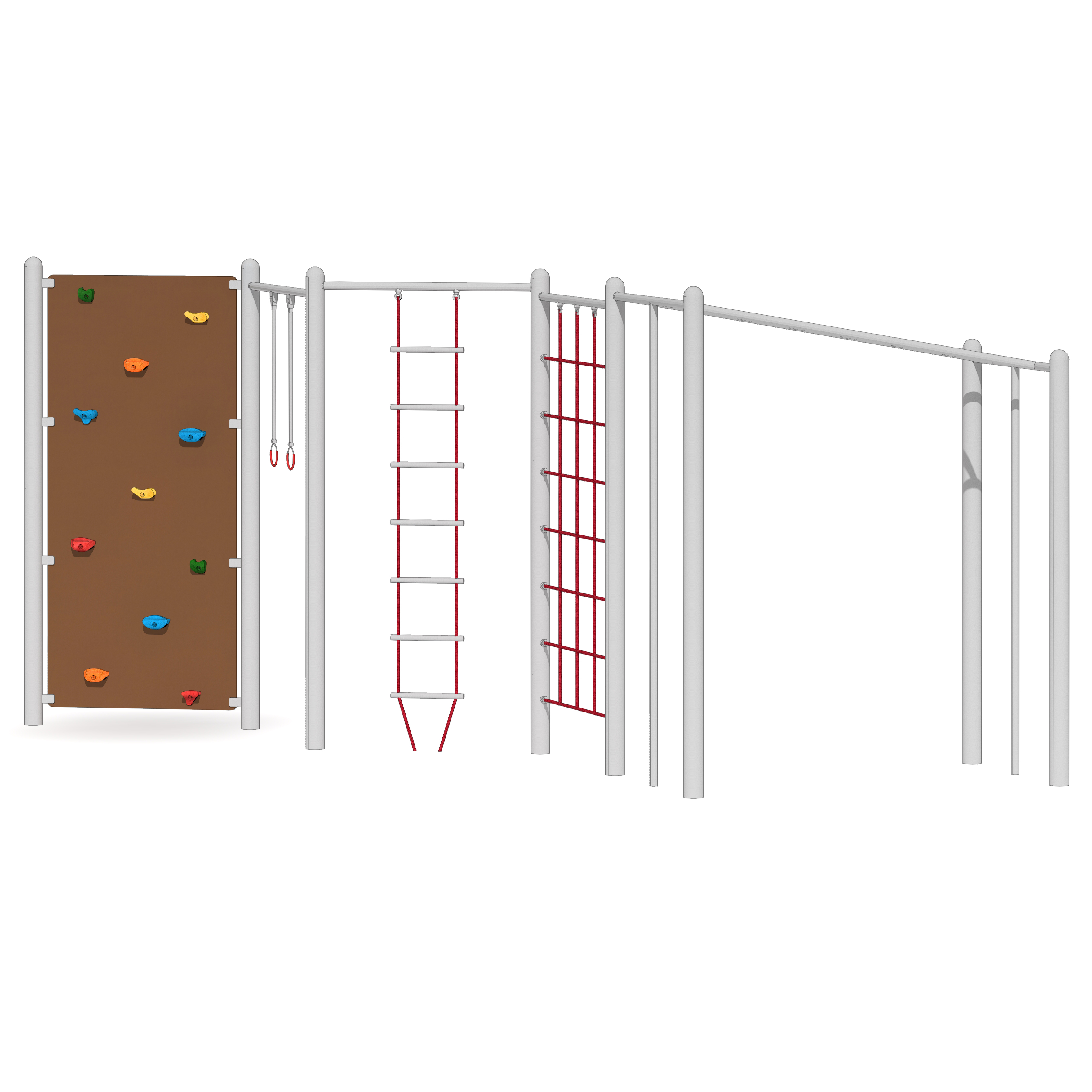 Zick-Zack-Kletterwand 4-teilig mit Hangel Ansicht 2