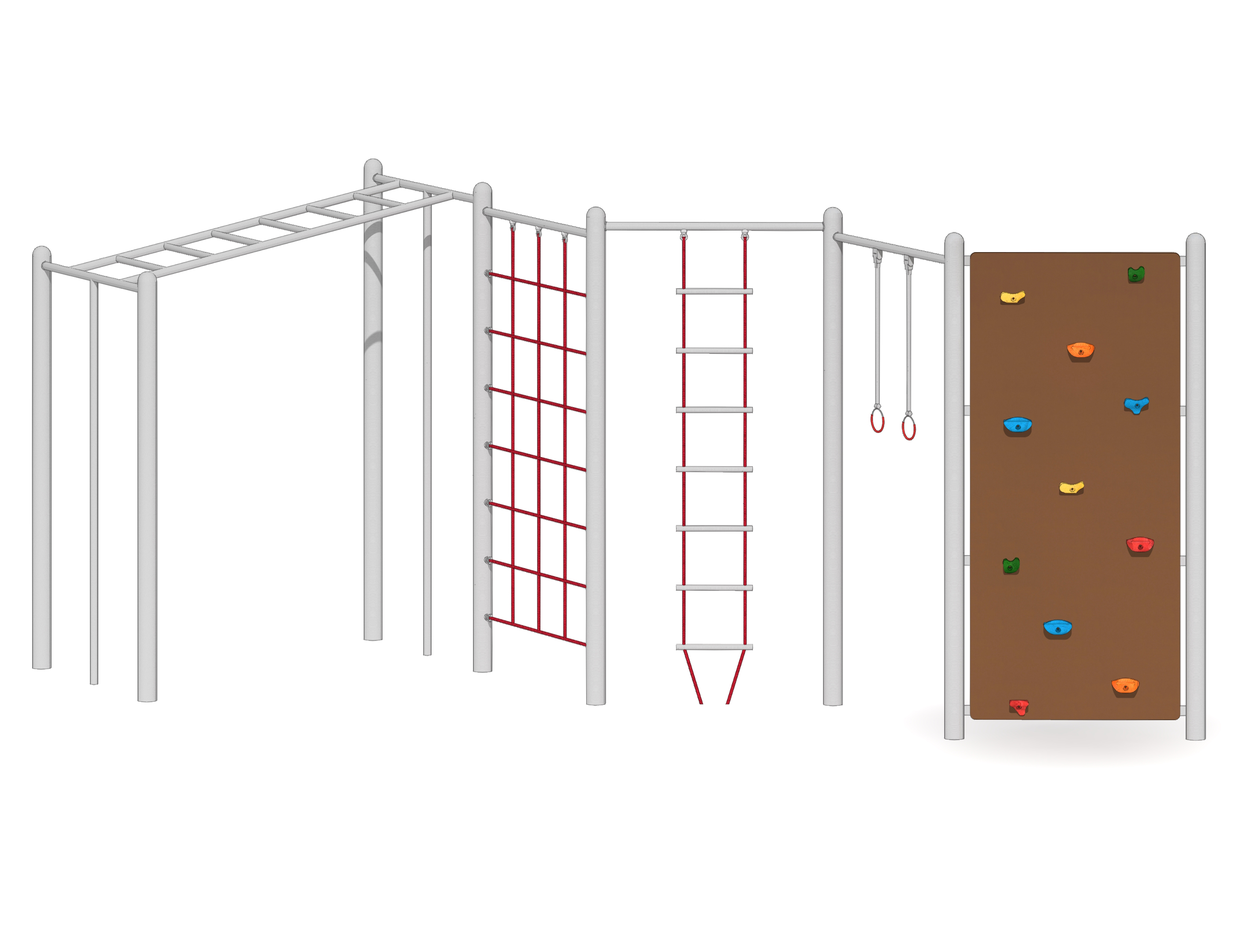 Zick-Zack-Kletterwand 4-teilig mit Hangel Ansicht 4