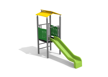 Spielhaus mit Rutsche steel color