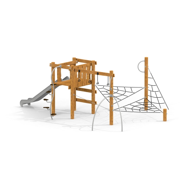 Alv Klettergerüst mit Rutsche und Kletternetz, Larslaj
