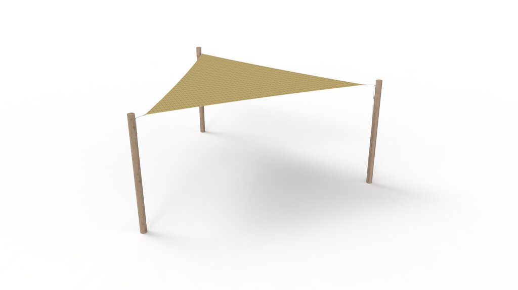 HDPE-Sonnensegel-System 1 Segel (4.2x4.2x4.2 m) + 3 Pfosten Ansicht 2