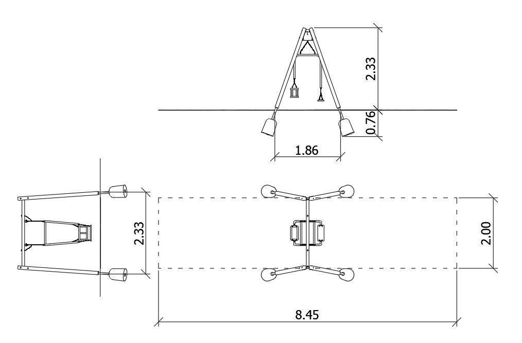 Pendelschaukel Eltern-Kind Holz Ansicht 3
