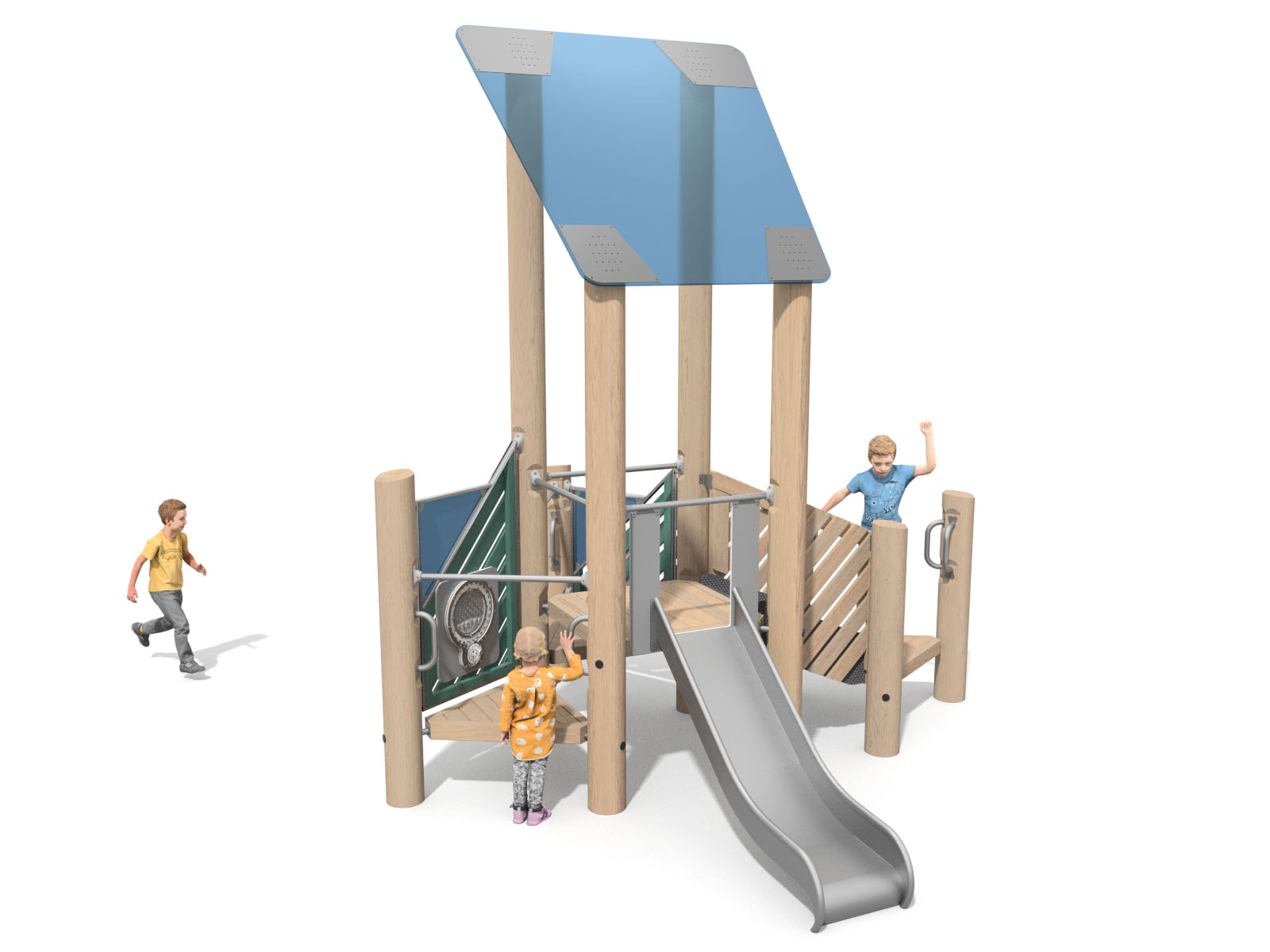 Robinien-Spielanlage mit Rutsche für Spielplatz