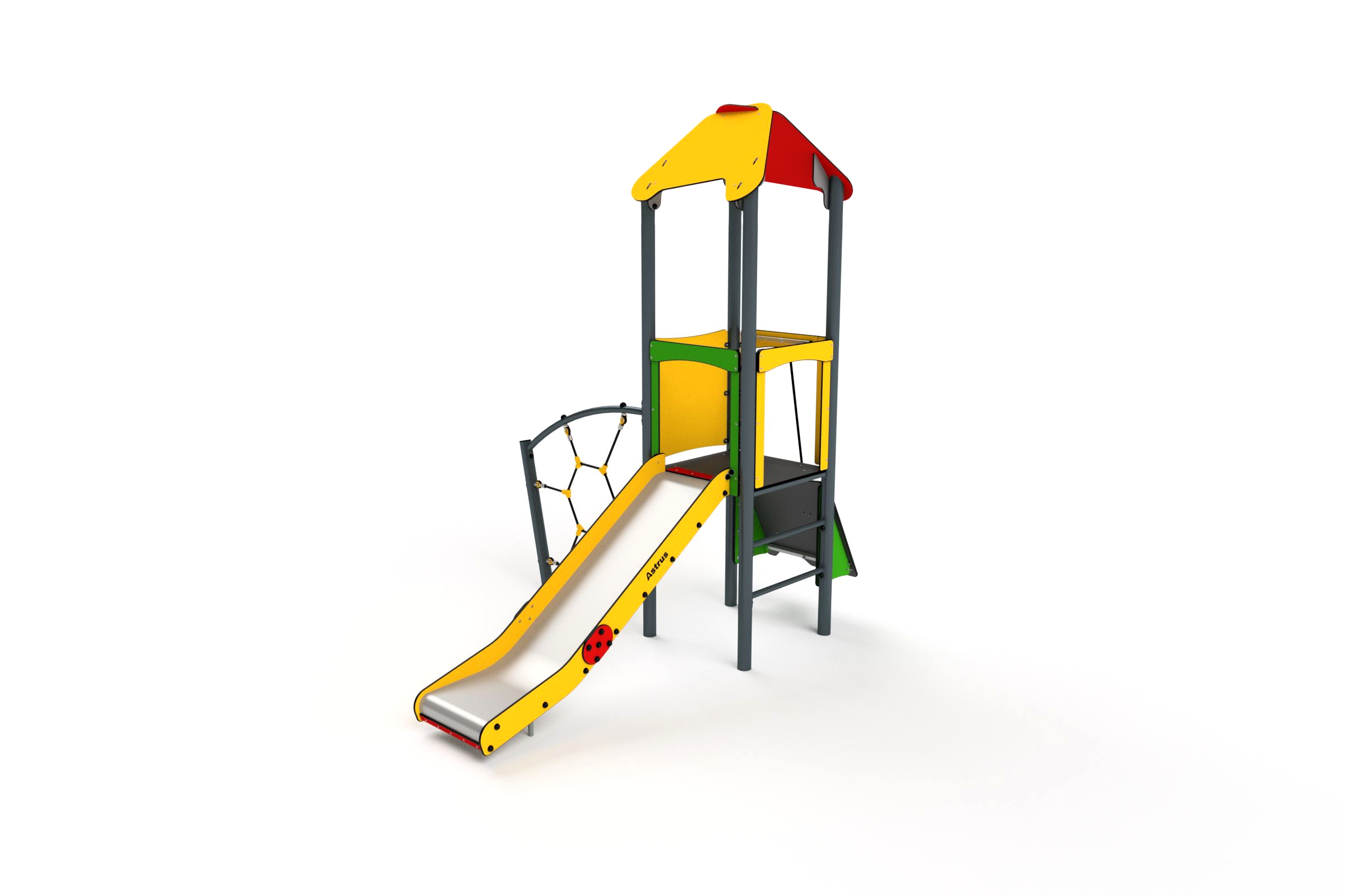 11004 Turm mit Rutsche, netz, Sprossenleiter und Kletterwand Ansicht 3