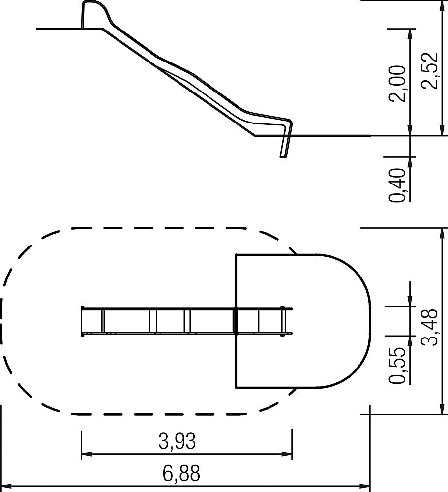 Hügelrutsche mit Wellen PH 200 cm, V2A Ansicht 4