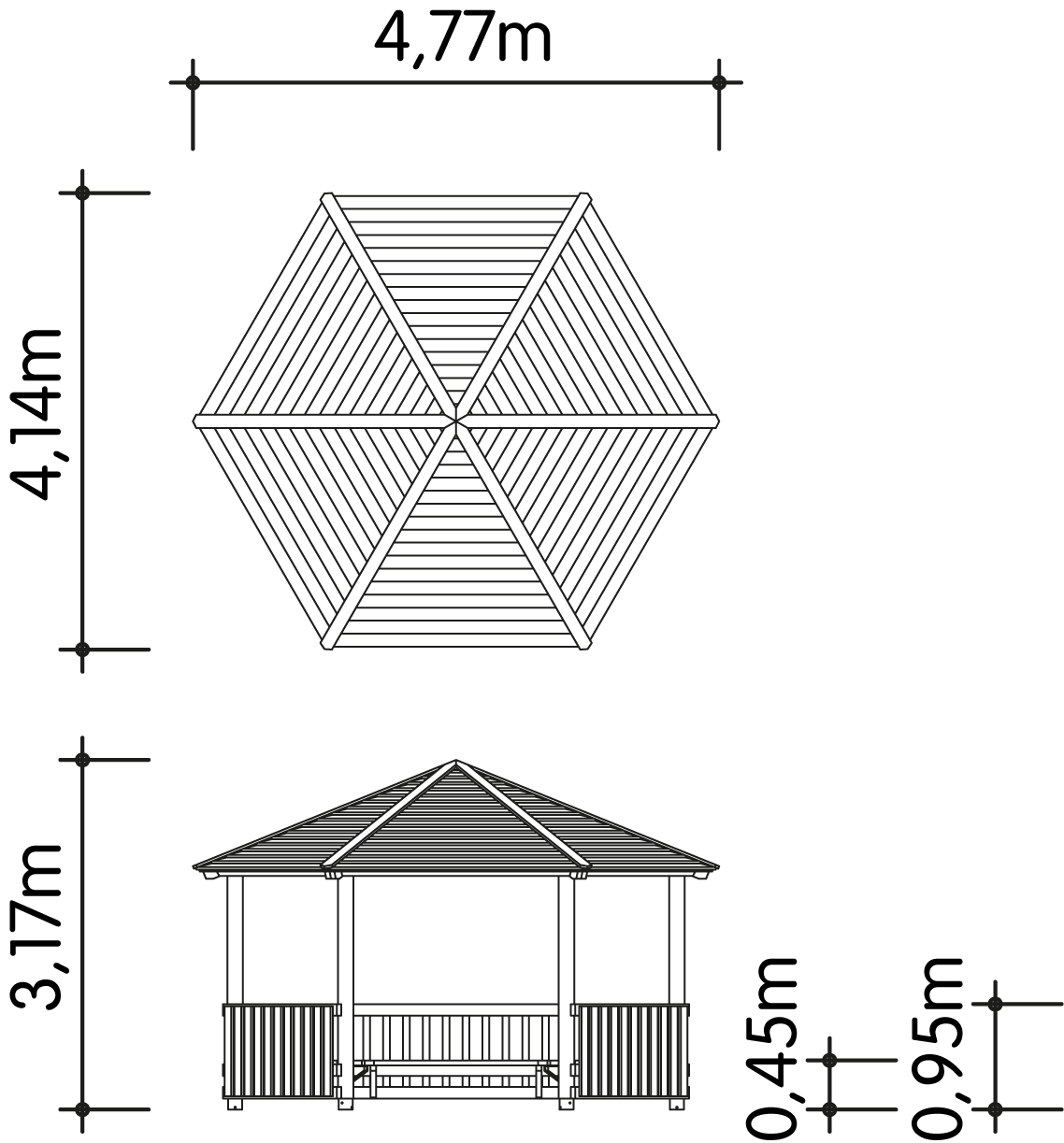 Sechseckhütte Ø4m Ansicht 4