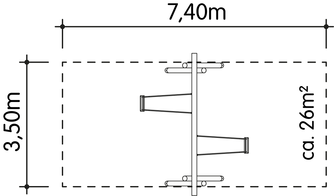 Schaukel 2-fach LH210cm, Querrohr Stahl verzinkt Ansicht 4