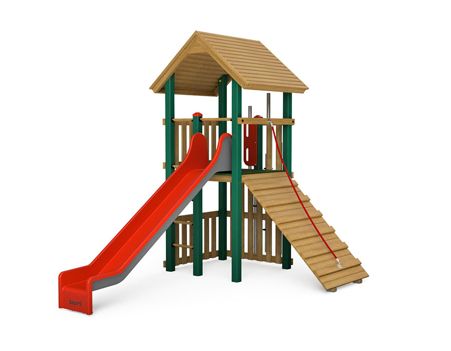 Spielturm-Kombination Holz/Aluminium, Bürli