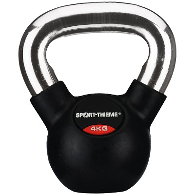 Sport-Thieme Kettlebell „Gummiert mit glattem Chrom-Griff“, Sport-Thieme