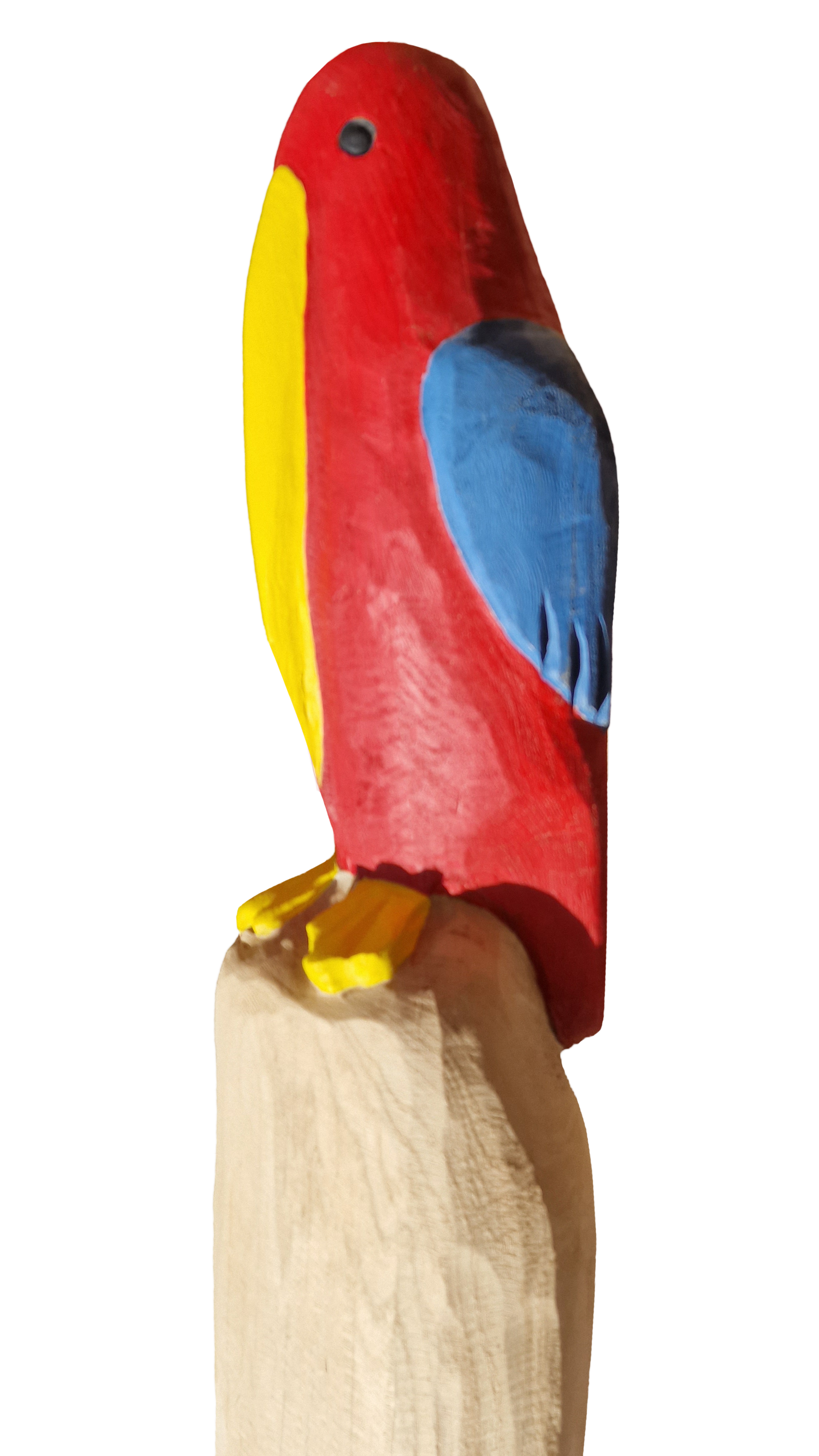 Pfostenkopf/Schnitzfigur Vogel rot -