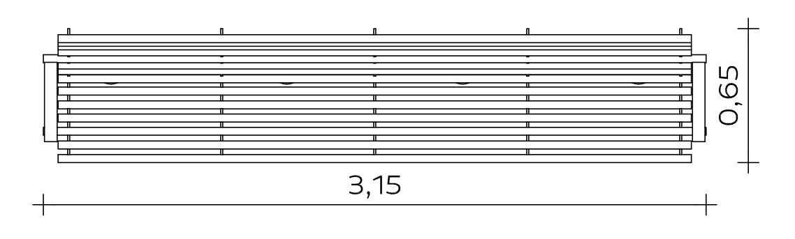 Bank (Sechssitzer, Armlehne) Ansicht 3