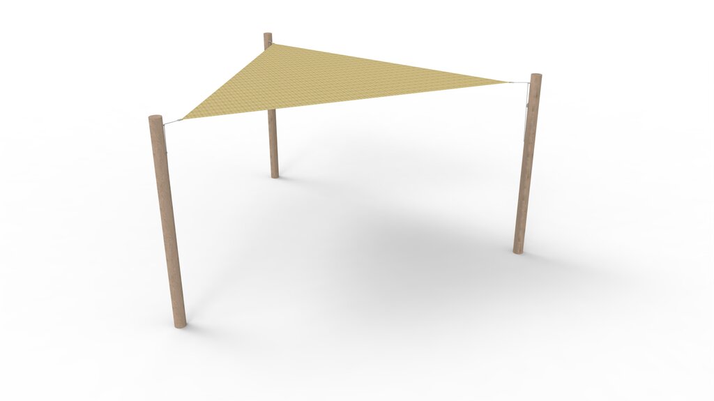 HDPE-Sonnensegel-System 1 Segel (3.6x3.6x3.6 m) + 3 Pfosten, Norna