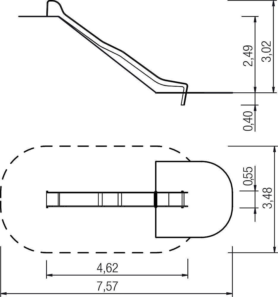 Hügelrutsche mit Wellen PH 250 cm, V2A Ansicht 4