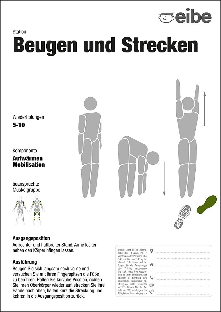 Trimm-dich-Pfad Trainingsschild Beugen und Strecken Ansicht 4