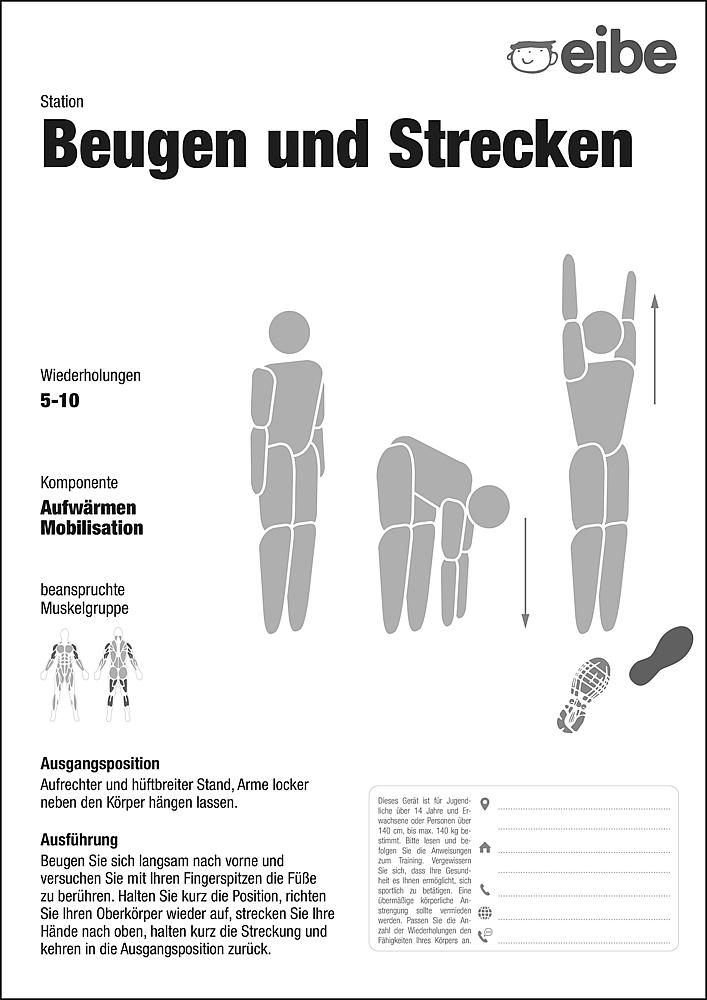 Trimm-dich-Pfad Trainingsschild Beugen und Strecken Ansicht 6