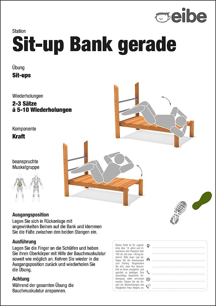 Trimm-dich-Pfad Trainingsschild Bauchtrainer gerade Ansicht 5
