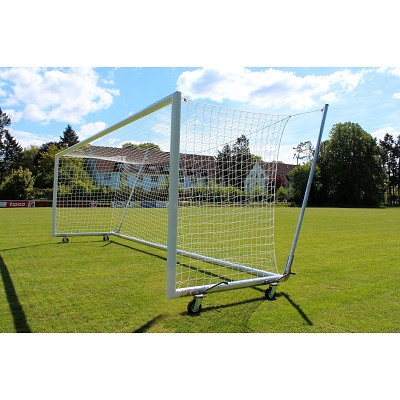 Sport-Thieme Grossfeld-Fußballtor mit freier Netzaufhängung SimplyFix, weiss, freistehend Ansicht 2