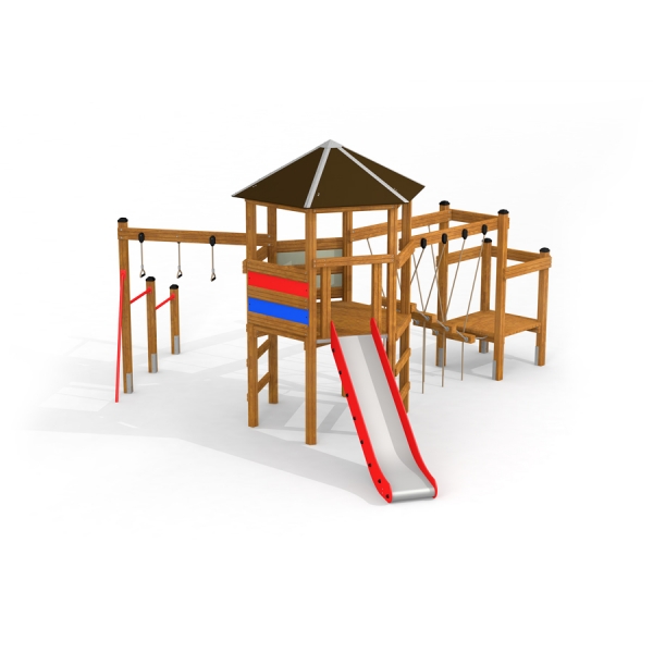 Spielturm mit Klappbrücke Ansicht 2