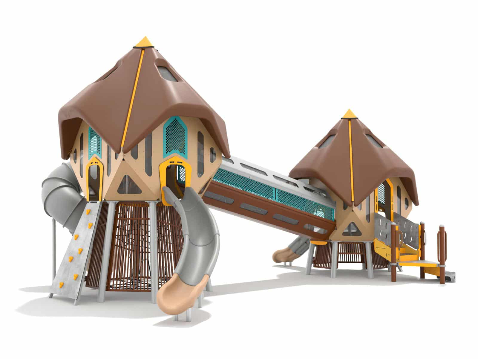 Doppelturm mit Tunnel und Rutschen