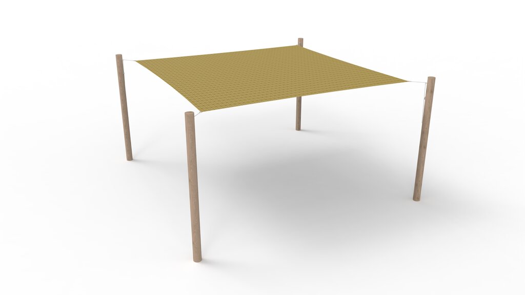 HDPE-Sonnensegel-System 1 Segel (3.6x3.6 m) + 4 Pfosten Ansicht 2