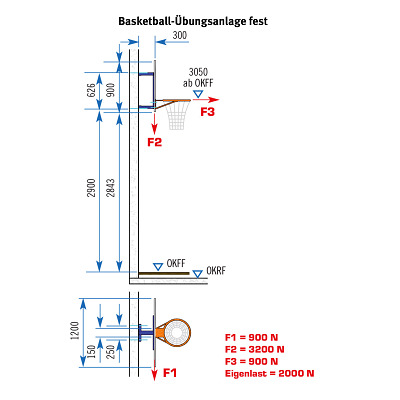 Sport-Thieme Basketball-Wandanlage „Verstellbar“ Ansicht 2