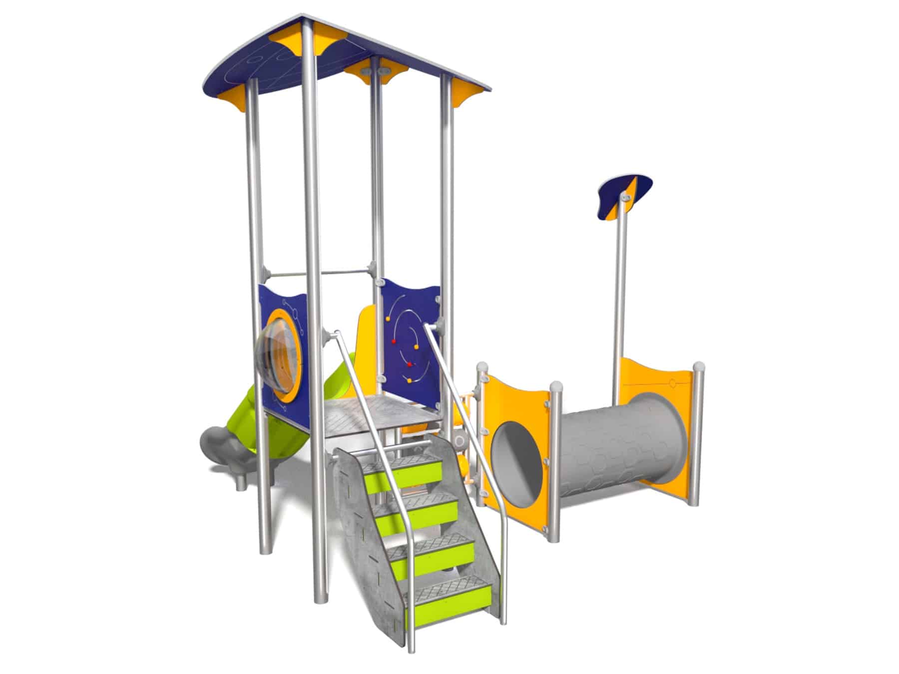 Rutsche mit Stufen und Tunnel für Spielplatz Ansicht 3