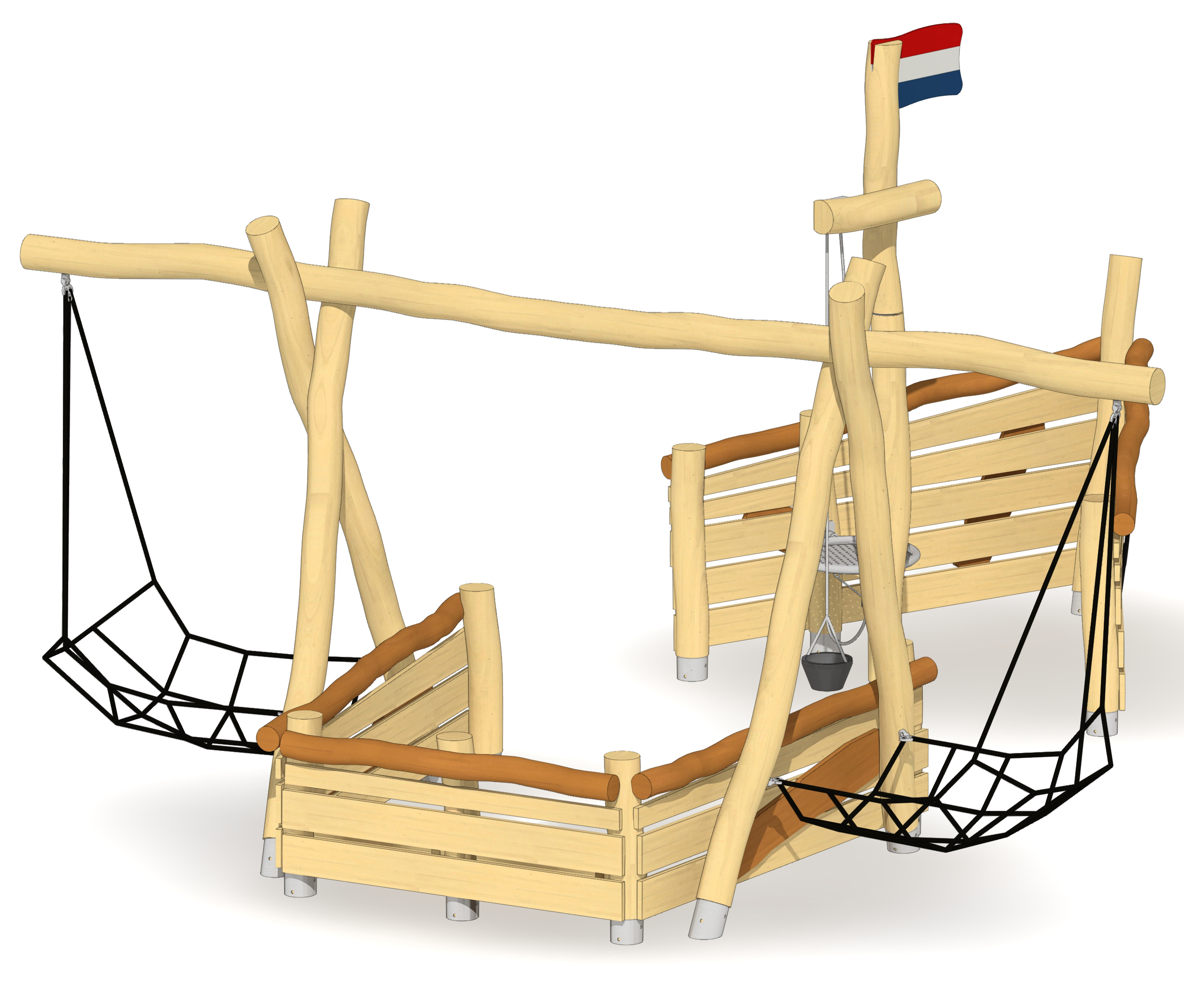Sandkasten-Schiff Arnheim mit Lümmelnetzen Ansicht 4