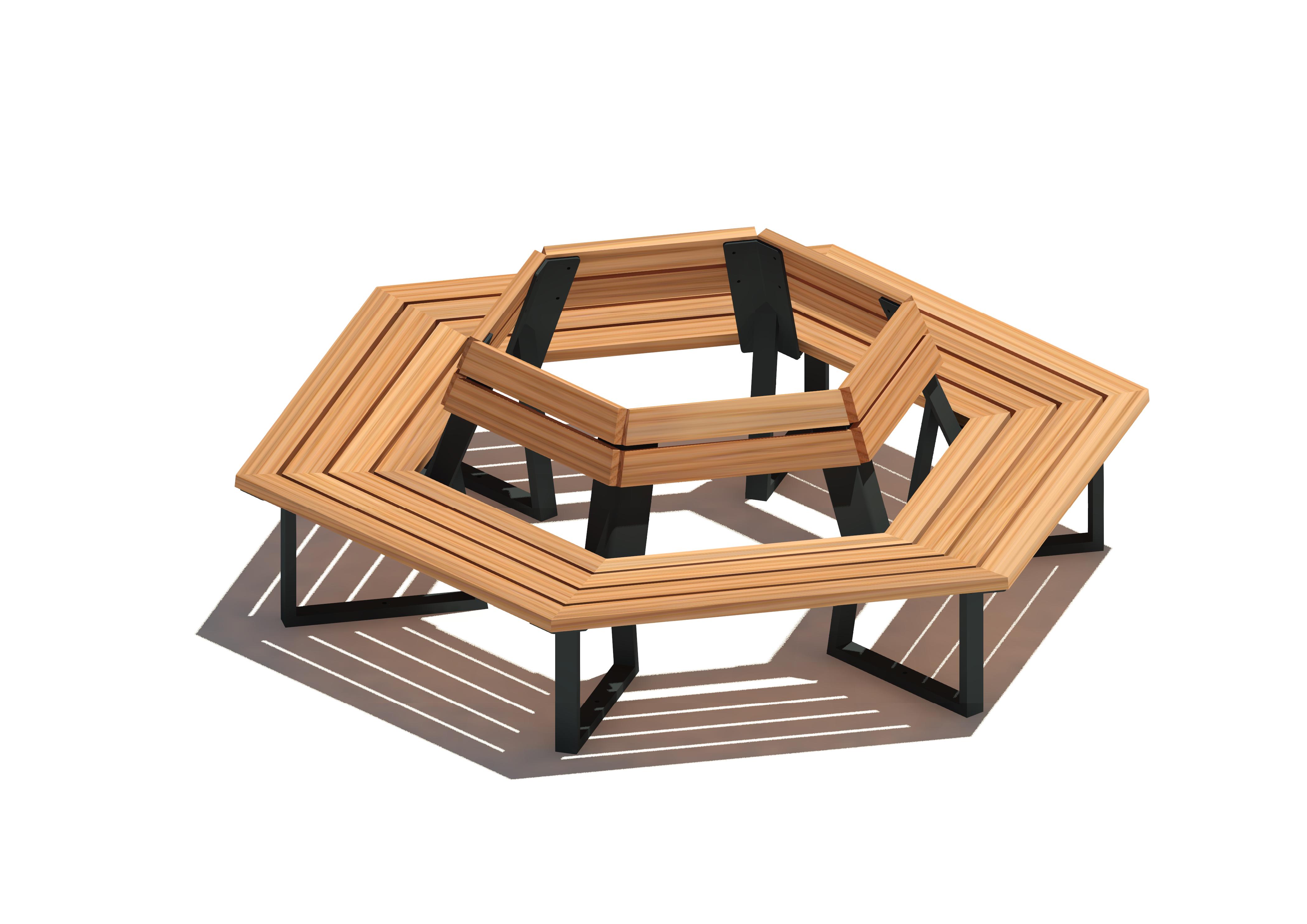 6-Eck-Bank 17001, Innen-Ø 100 cm, Maier Spielplatzgeräte