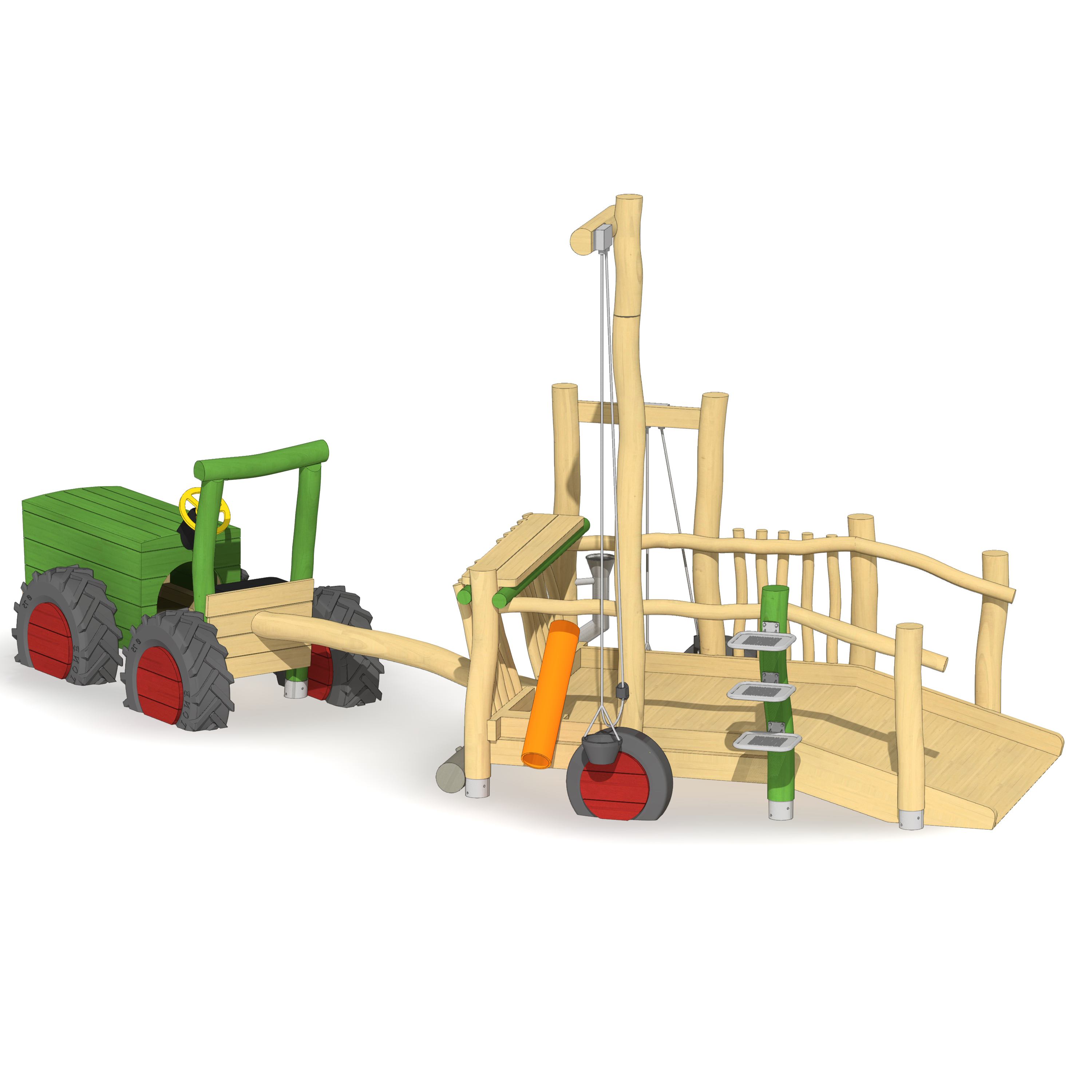 Kleiner Traktor mit Sandspielanhänger