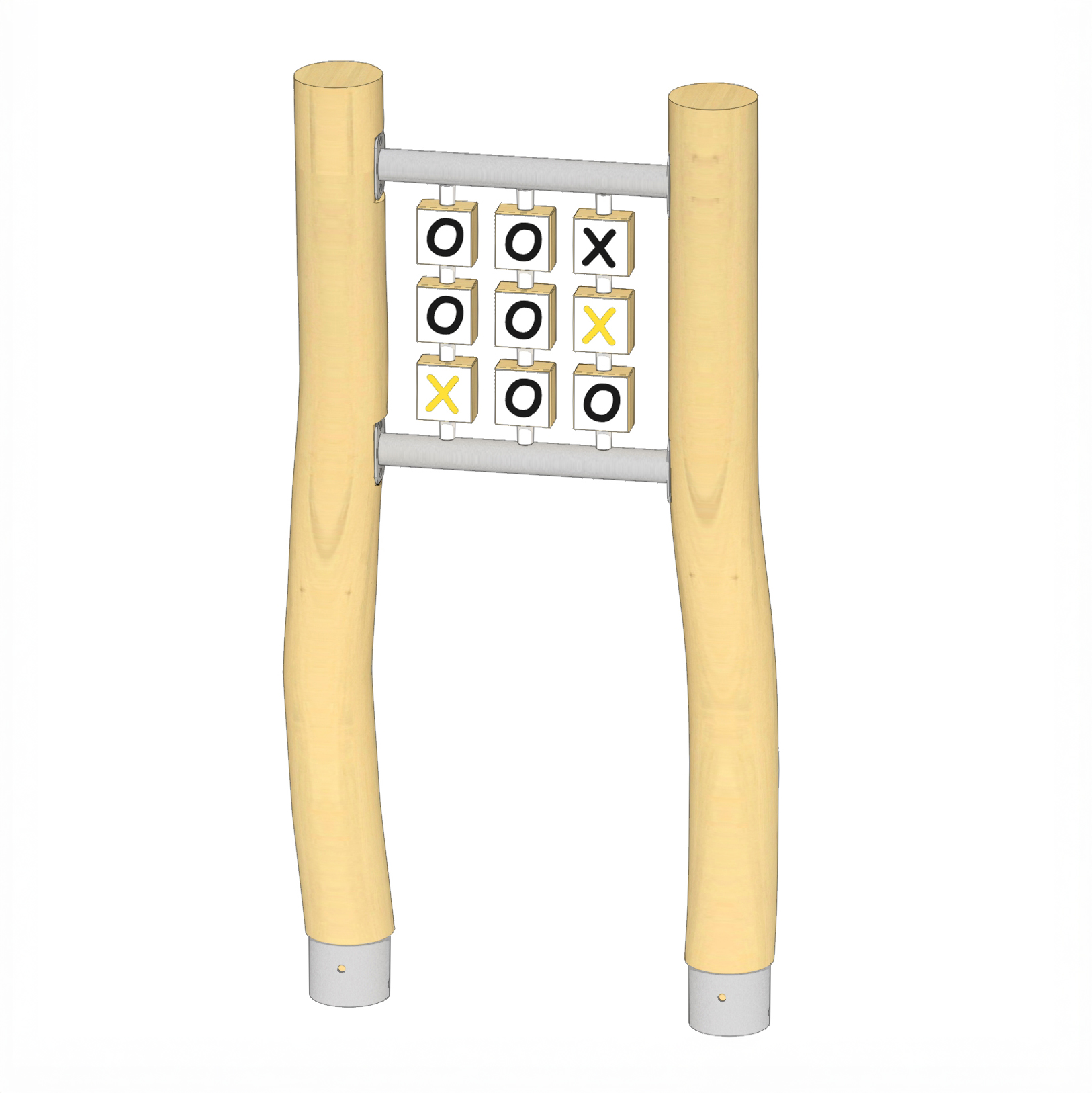 Spiel Tic-Tac-Toe, Drehhölzer Alu-Dibond, mit 2 Pfosten