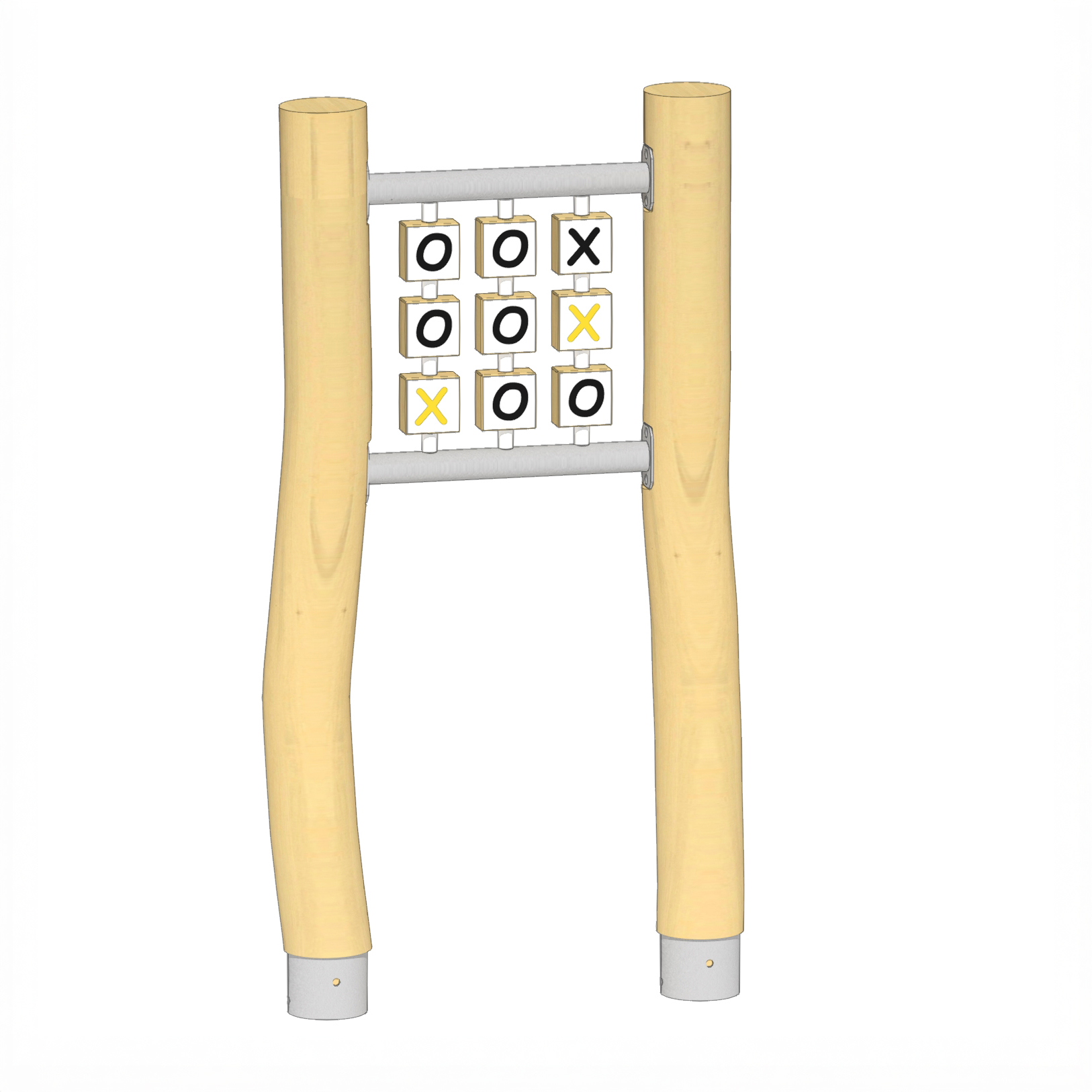 Spiel Tic-Tac-Toe, Drehhölzer Alu-Dibond, mit 2 Pfosten Ansicht 4