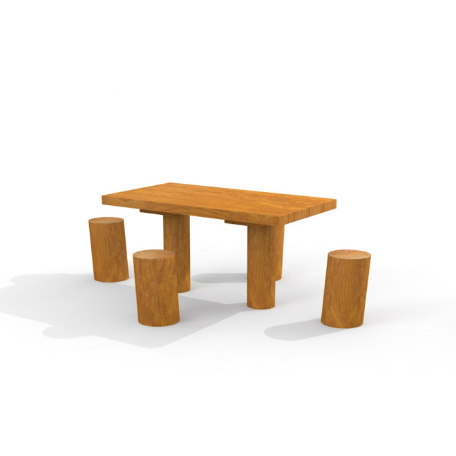 Tisch mit 4 Hocker Robinie, Larslaj