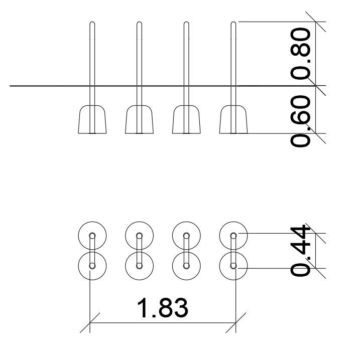 Veloständer U – Beispiel 4 Module Ansicht 3