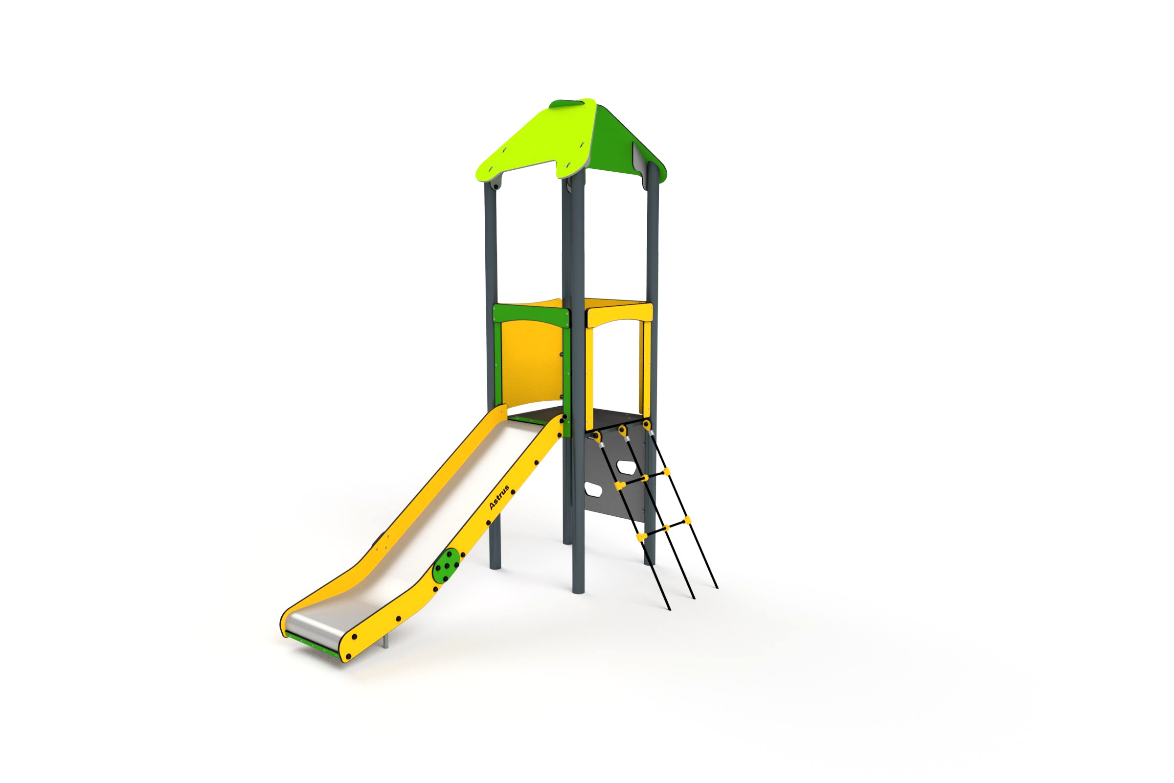 11007 Turm mit Rutsche, Kletterwand und kletternetz Ansicht 2