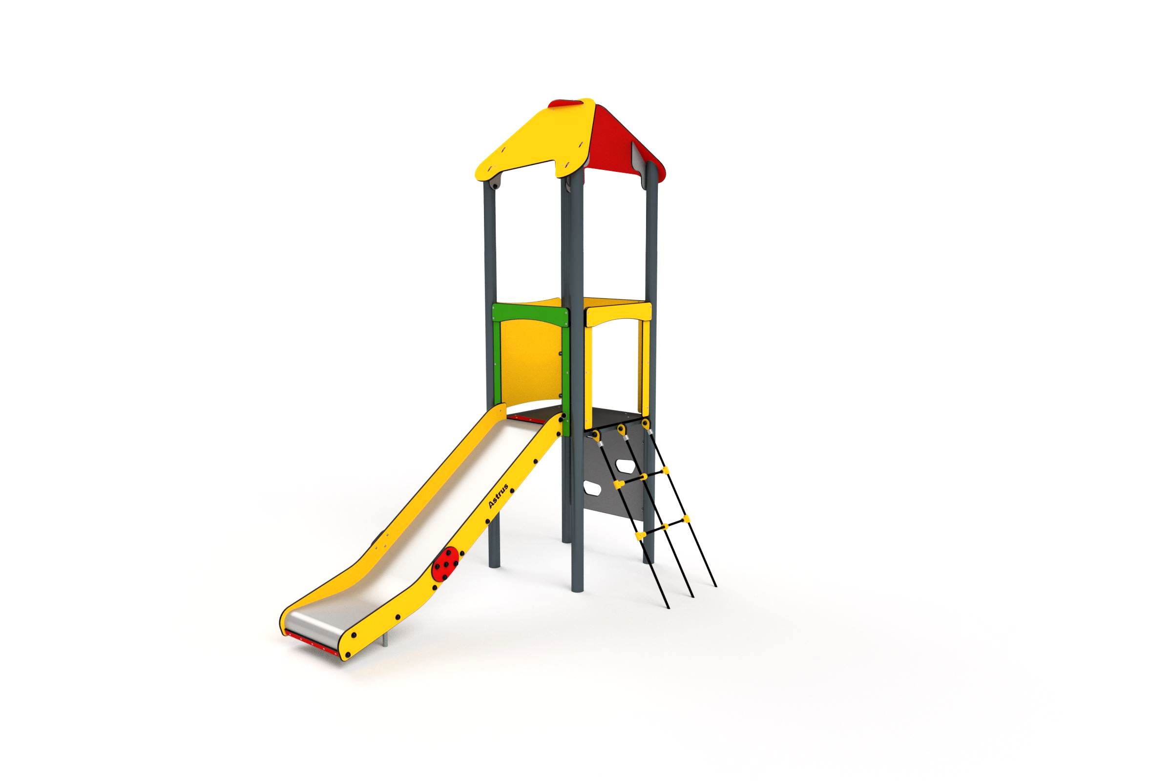 11007 Turm mit Rutsche, Kletterwand und kletternetz Ansicht 3