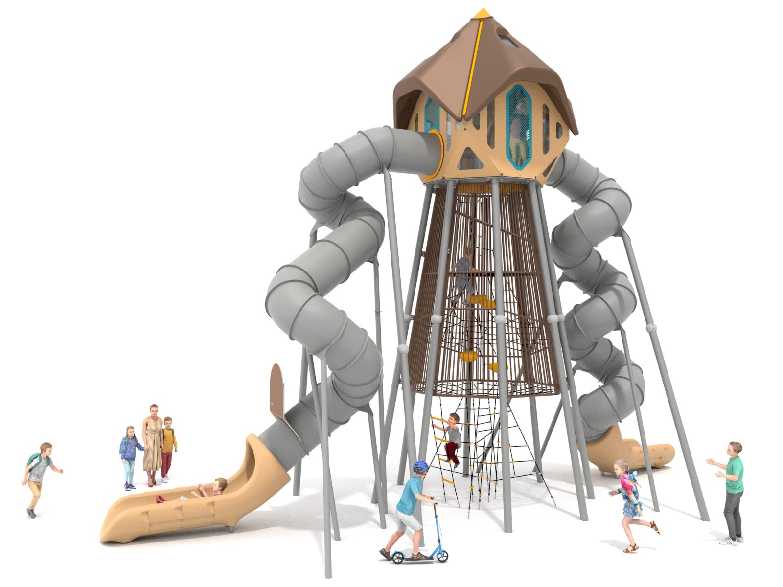 Hoher Turm mit Rutschen und Lianarium