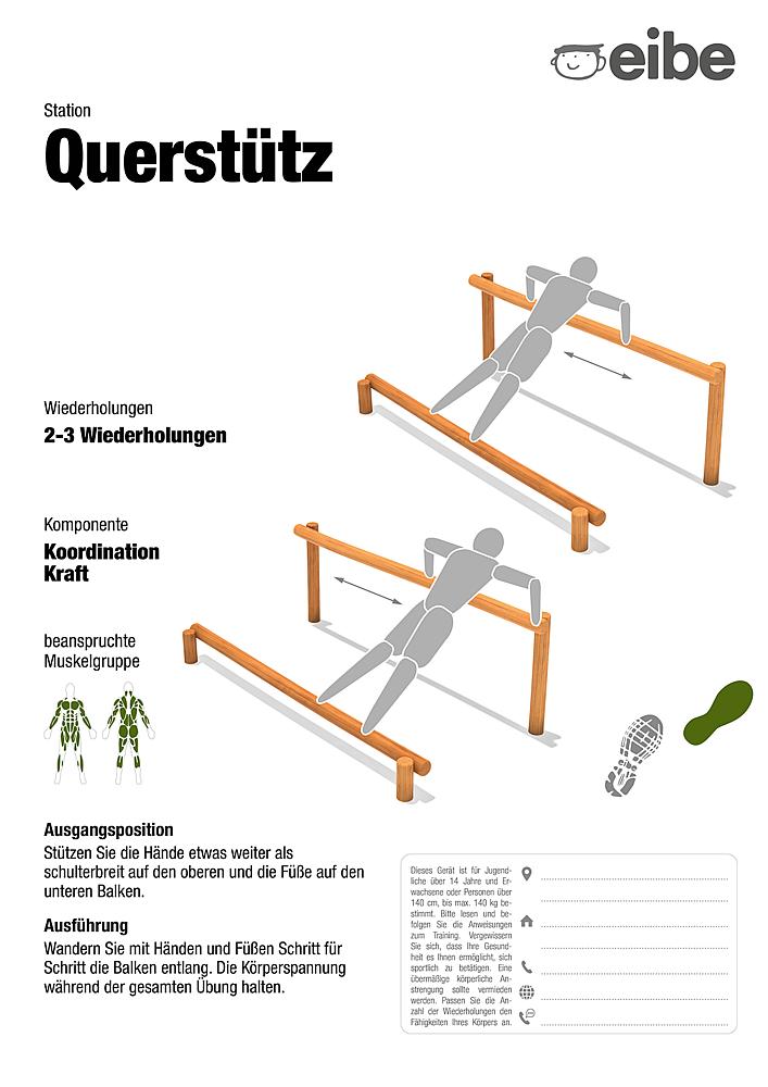 Trimm-dich-Pfad Trainingsschild Querstütz Ansicht 4