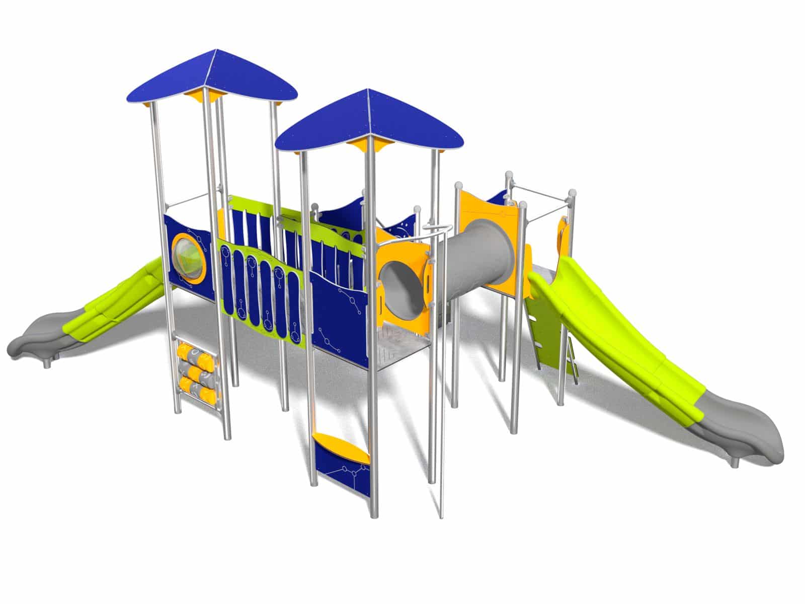 Vierspurenset mit Rutsche und Brücke für Spielplatz Ansicht 3