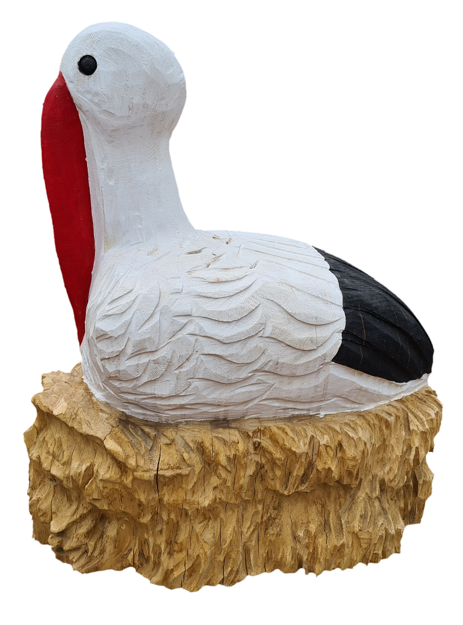 Schnitzfigur Storchennest -