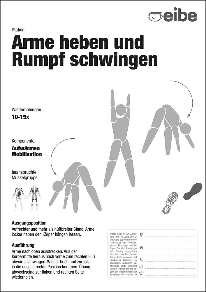 Trimm-dich-Pfad Trainingsschild Arme heben und Rumpfschwingen Ansicht 6