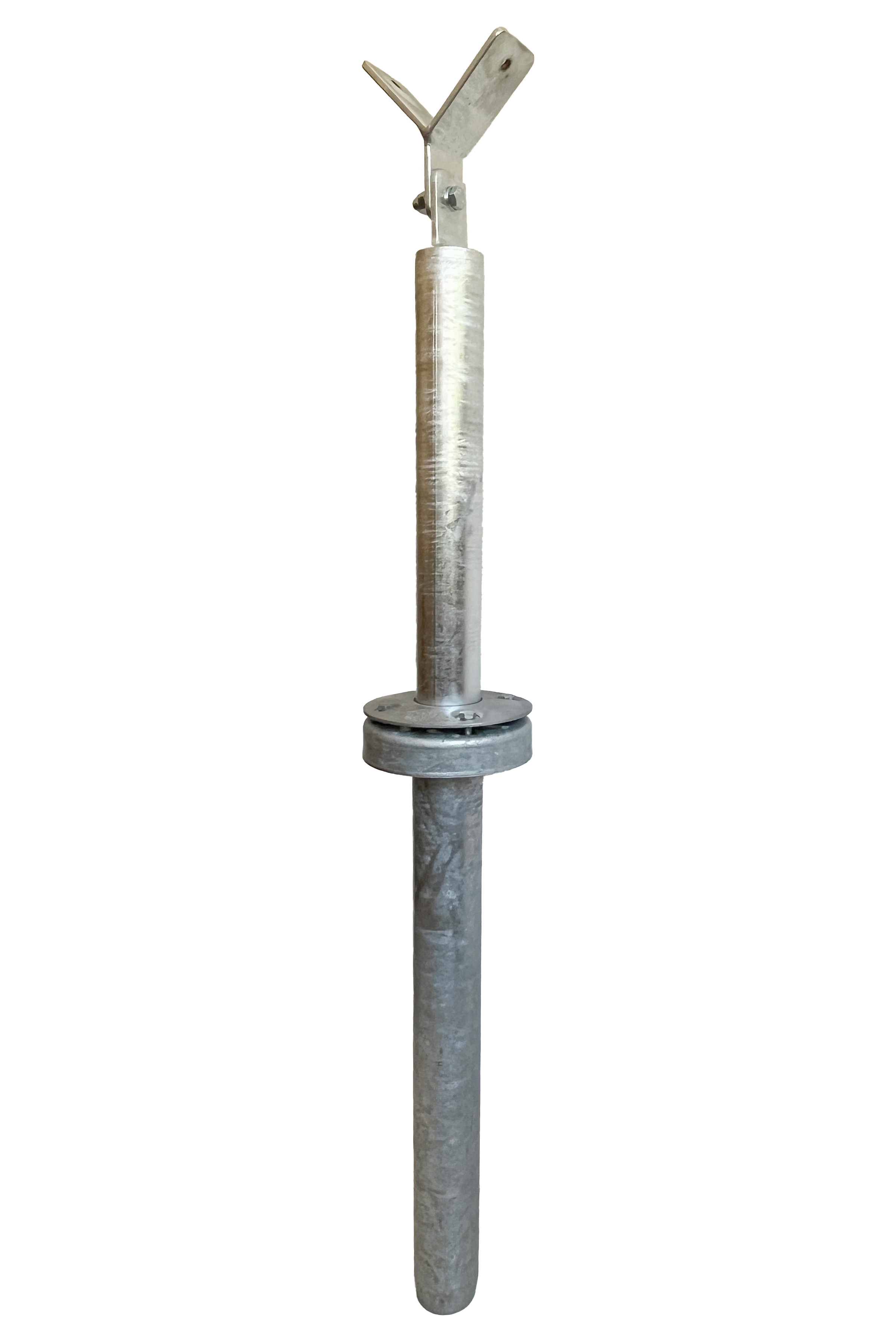 Kugelbahn Stahlpfosten 1m Vario für V-Rinnen mit Einschlagbodenhülse