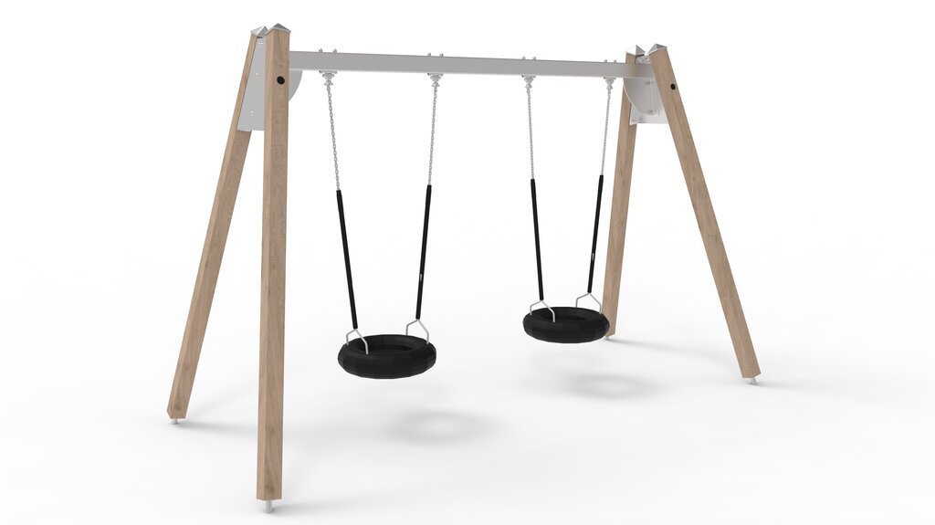 Stahlschaukel mit LVL-Pfosten und 2 Reifensitzen, Norna